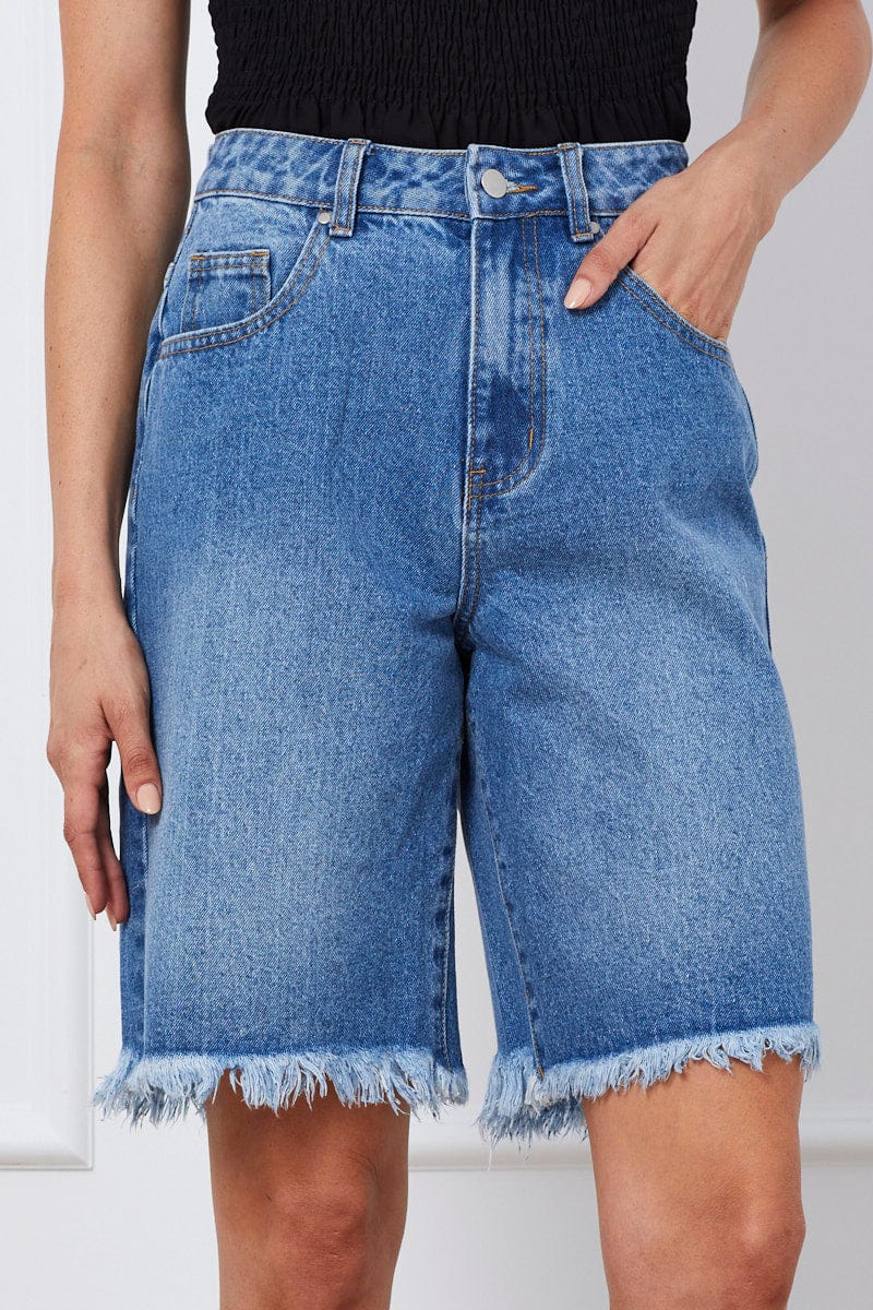 Womens Shorts Medium Length Jean Shorts Clothing Mid Length Denim