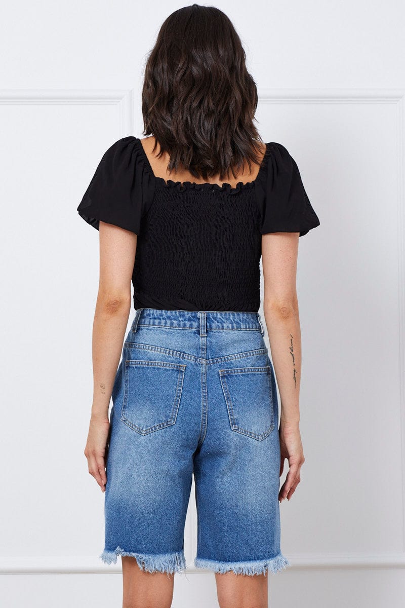 Knee Length Long Denim Shorts Outfits Girls Knee Length Denim