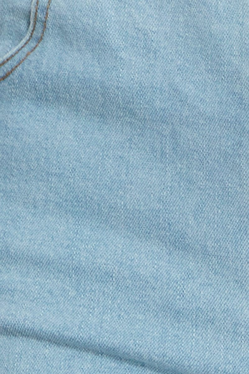 HW RELAXED SHORT Blue Paper Bag Denim Shorts High Waist for Women by Ally