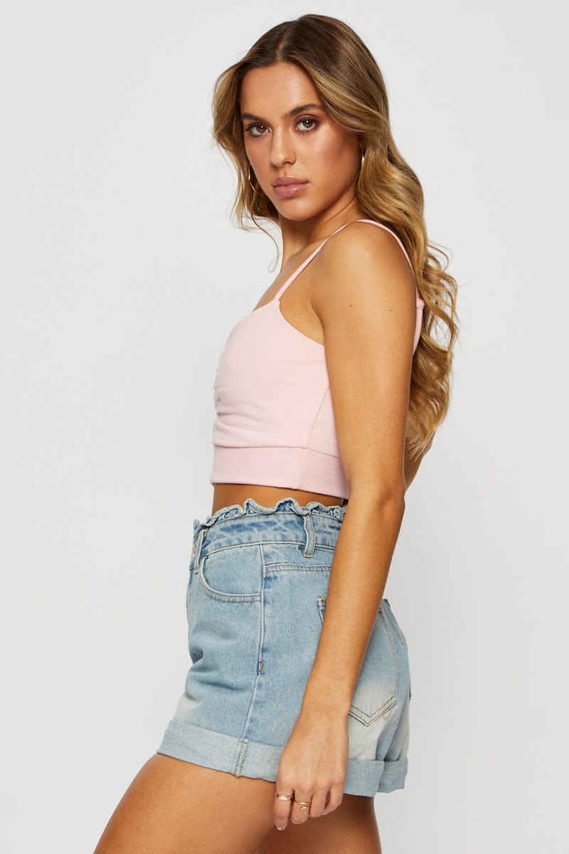 HW RELAXED SHORT Blue Relaxed Denim Shorts High Rise for Women by Ally