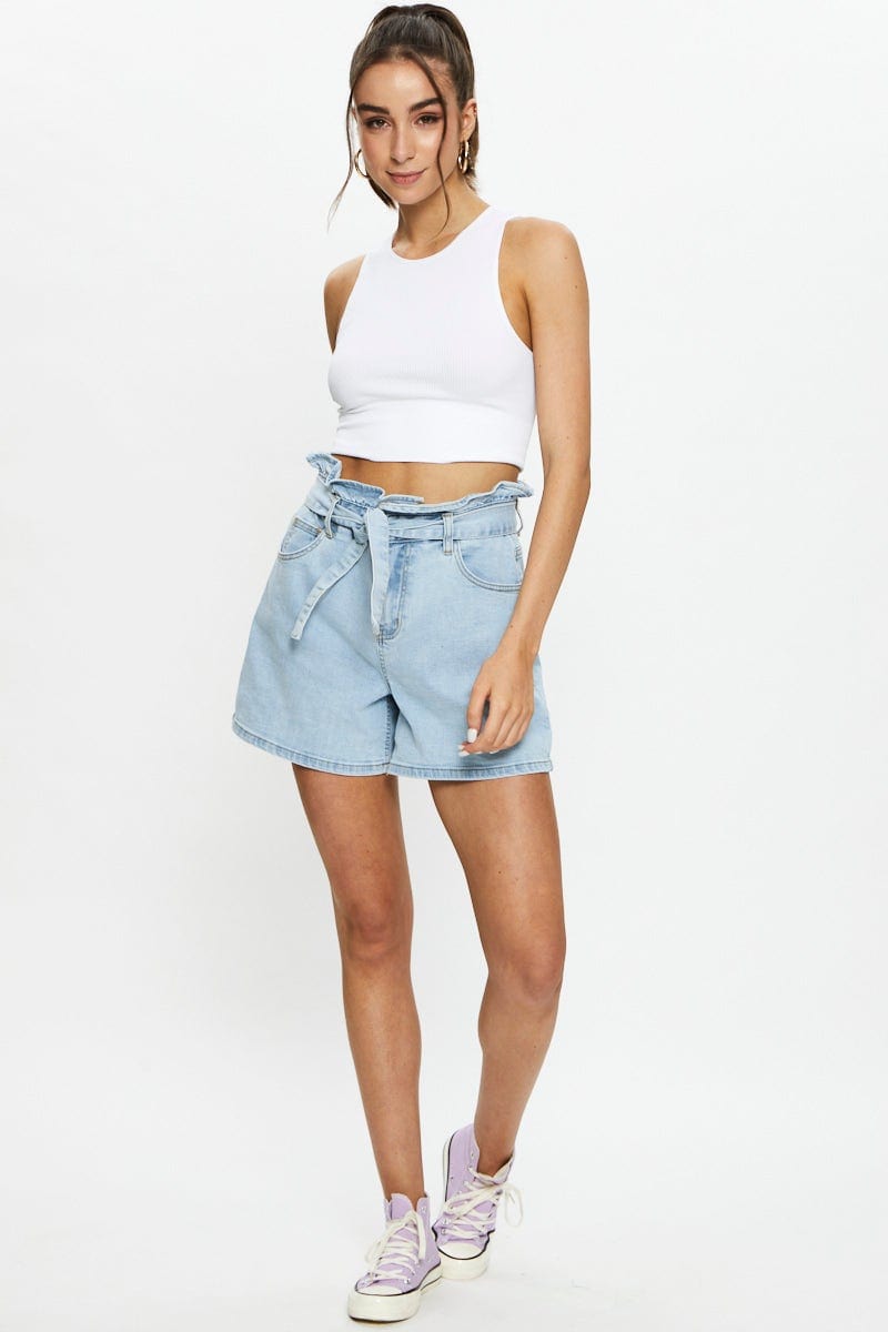 HW RELAXED SHORT Blue Relaxed Denim Shorts High Rise for Women by Ally