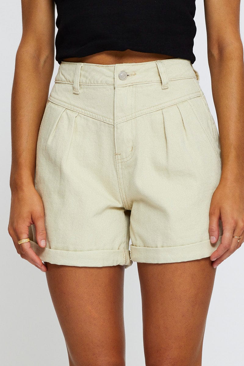 HW RELAXED SHORT Camel Relaxed Denim Shorts High Rise for Women by Ally