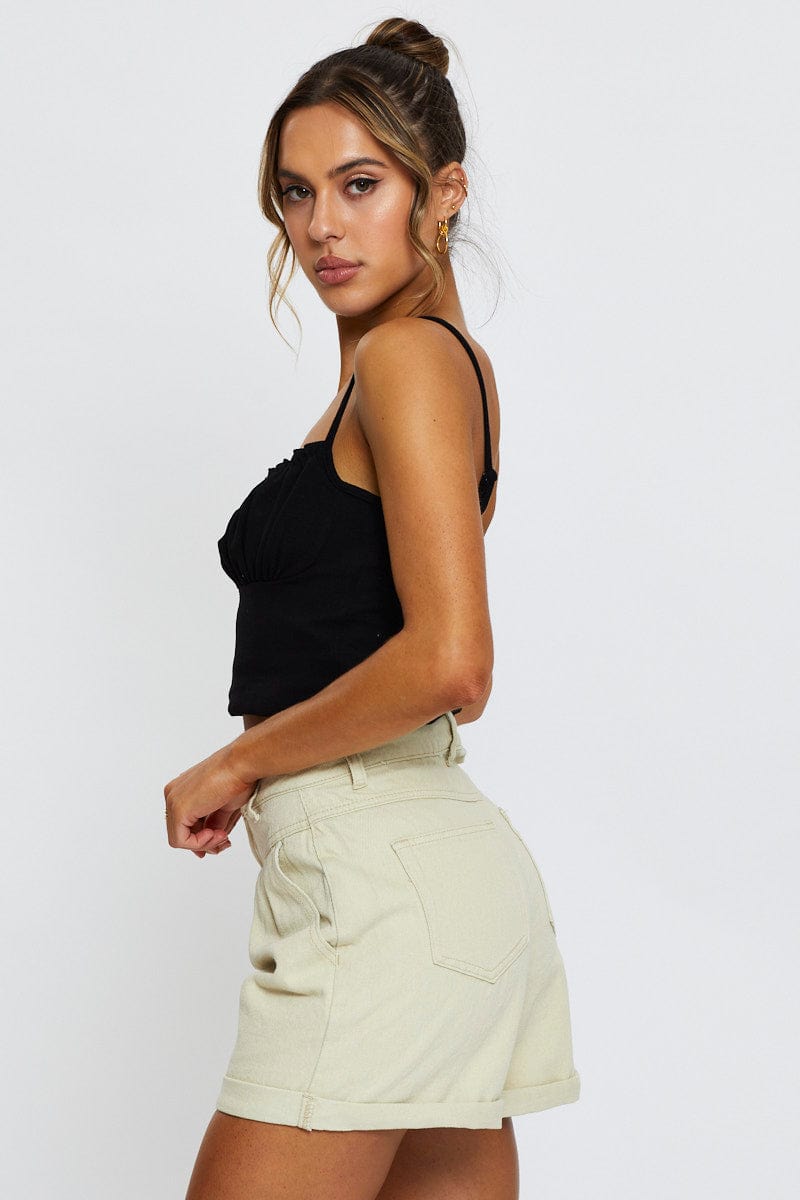 HW RELAXED SHORT Camel Relaxed Denim Shorts High Rise for Women by Ally