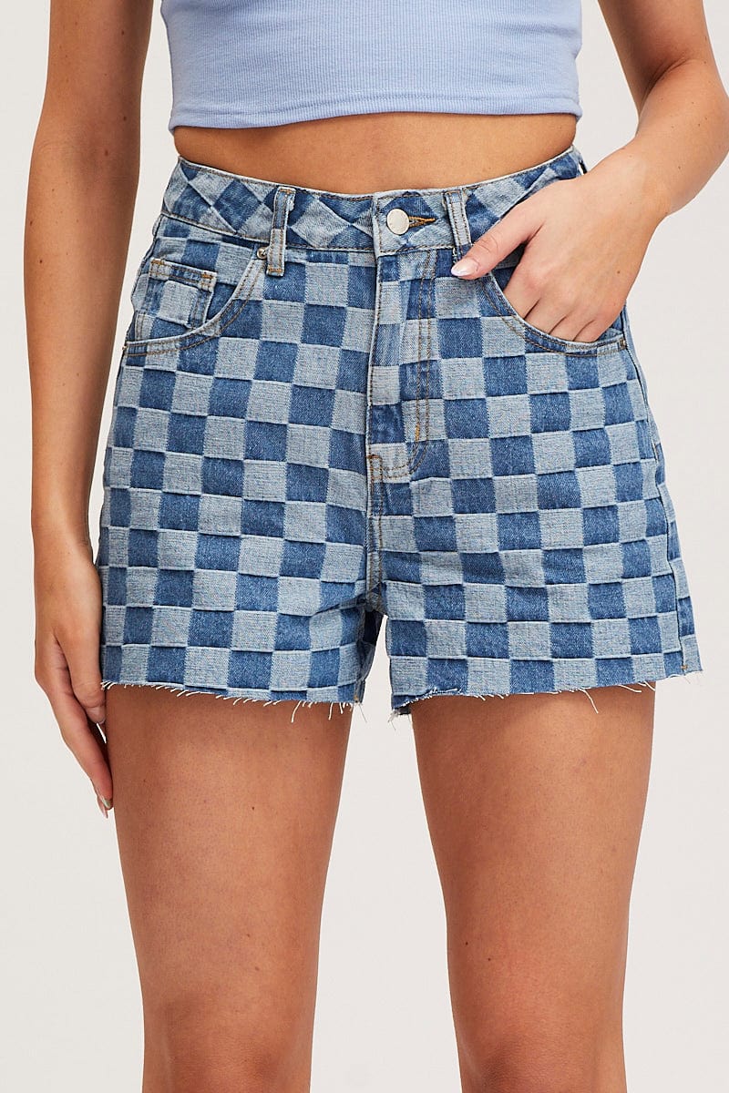 HW RELAXED SHORT Print Relaxed Denim Shorts High Rise for Women by Ally
