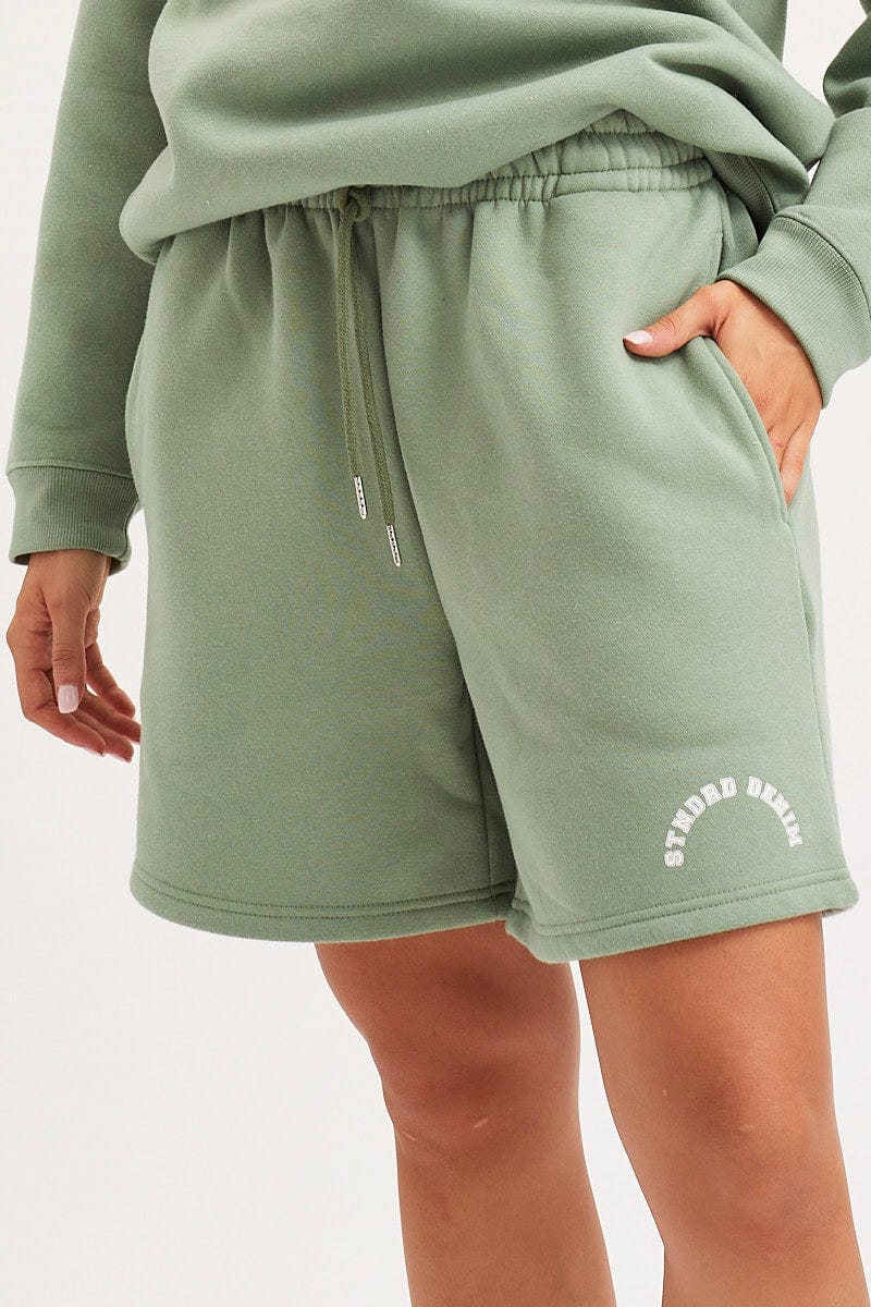 HW SHORT Green Track Shorts High Rise Unisex for Women by Ally