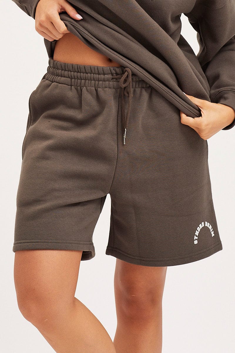 HW SHORT Grey Track Shorts High Rise Unisex for Women by Ally