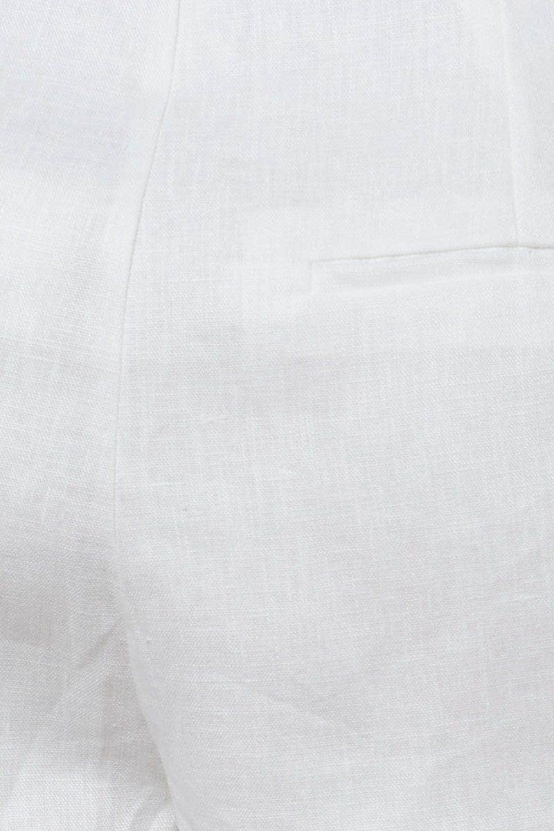 HW SHORT White High Rise Shorts Linen for Women by Ally