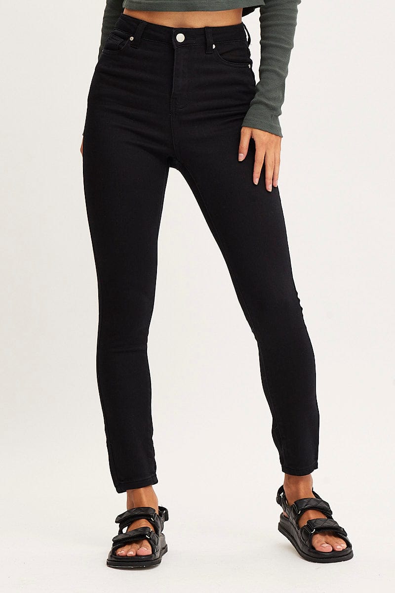 Women Black Denim Staright Fit Cargo Jeans