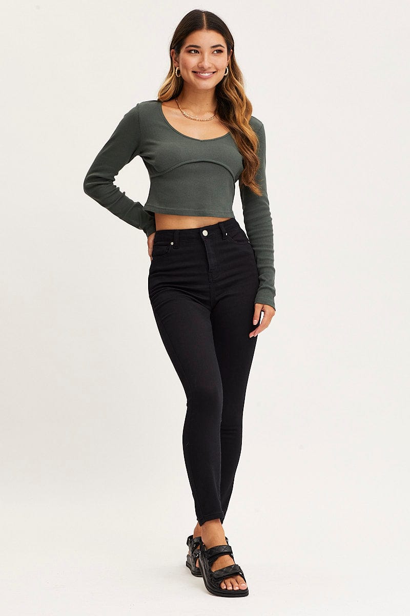 Buy Black High Waisted Skinny Jeggings With Stretch 8S, Jeans