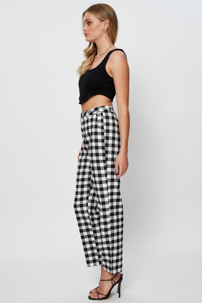 HW SLIM LEG PANT Check Slim Pants High Rise for Women by Ally