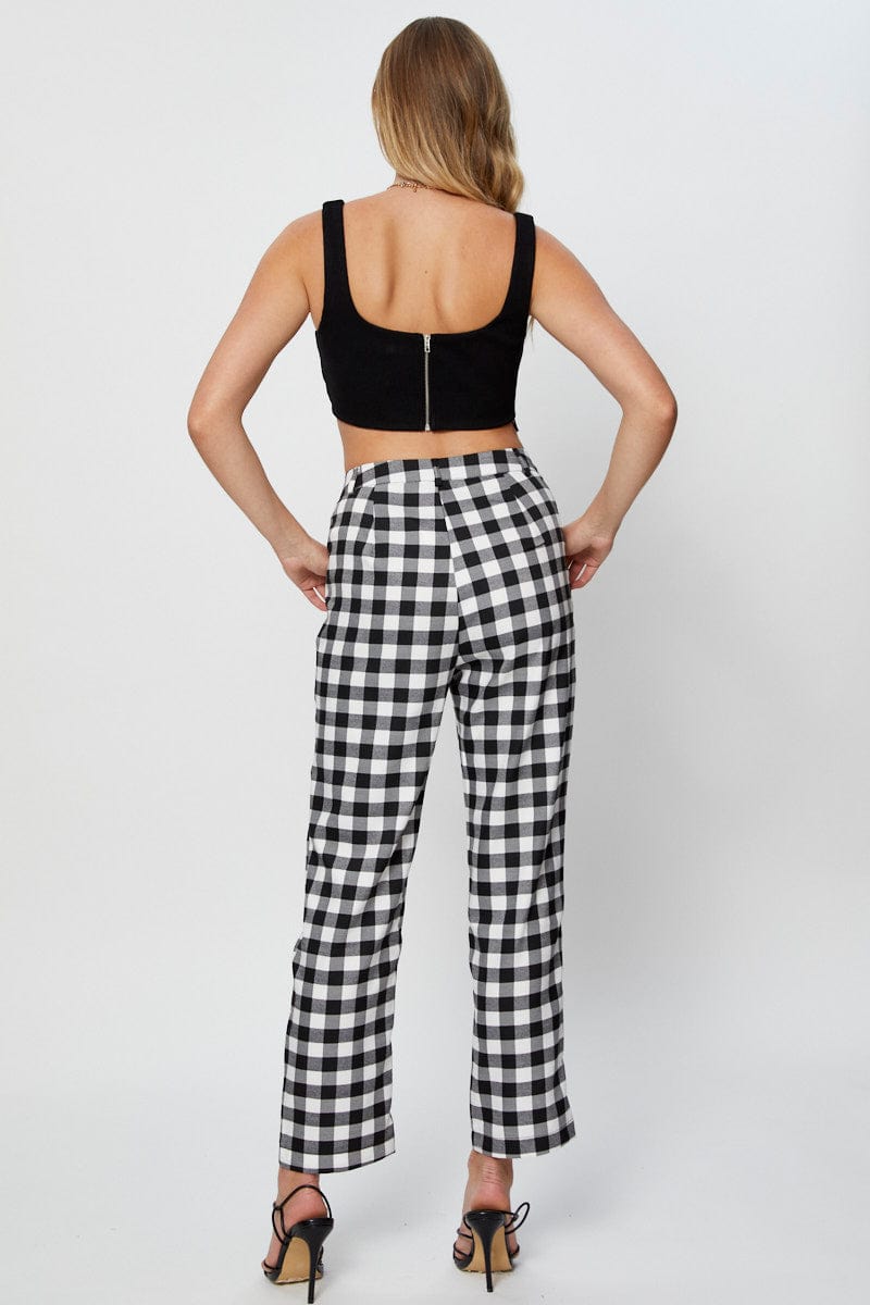 HW SLIM LEG PANT Check Slim Pants High Rise for Women by Ally