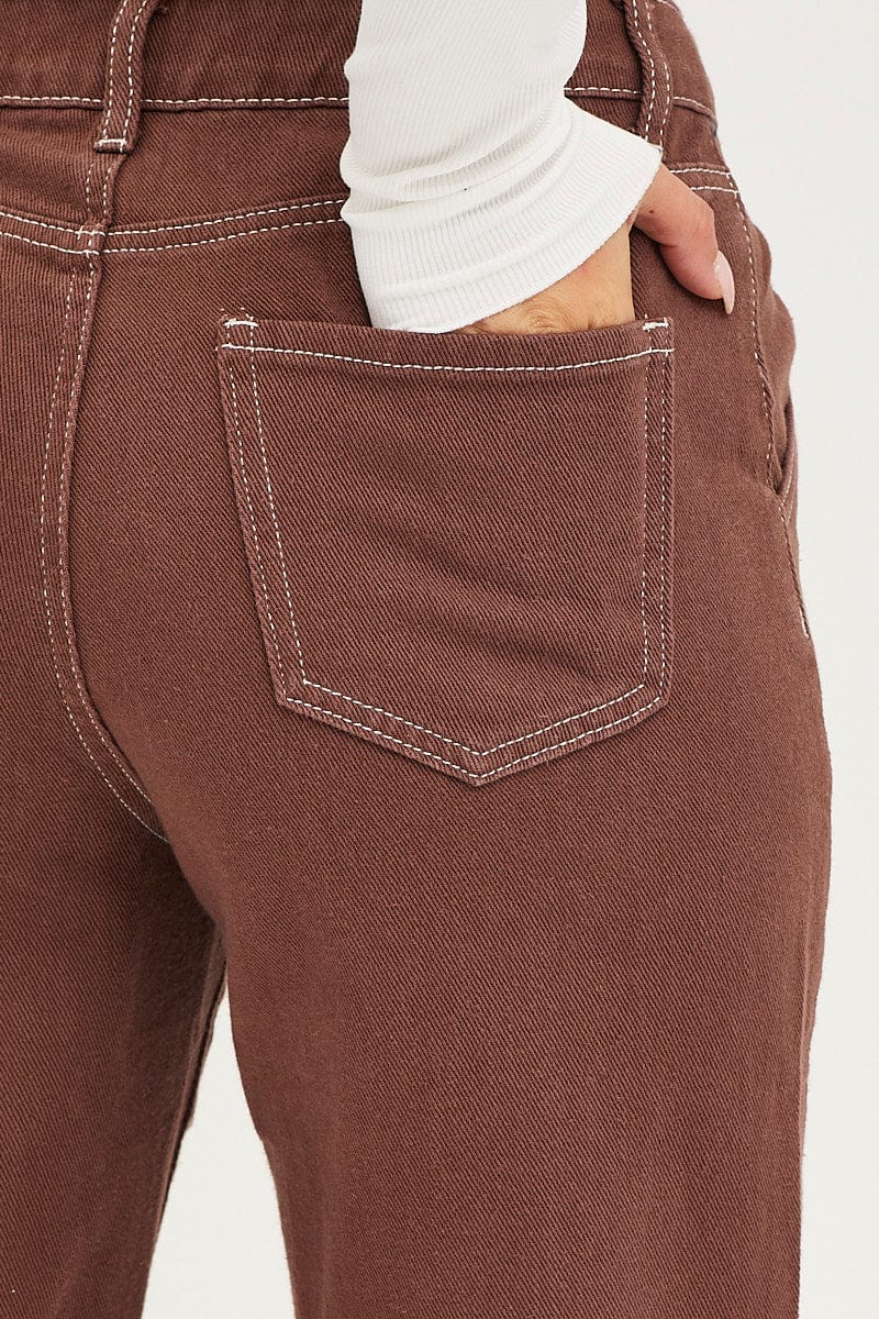 HW STRAIGHT LEG JEAN Brown Carpenter Denim Jeans High Rise for Women by Ally