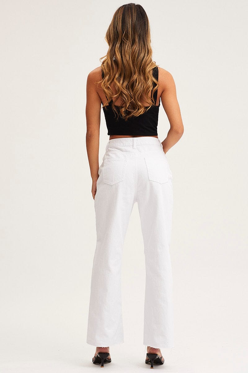 HW WIDE LEG JEAN White Wide Leg Denim Jeans High Rise for Women by Ally