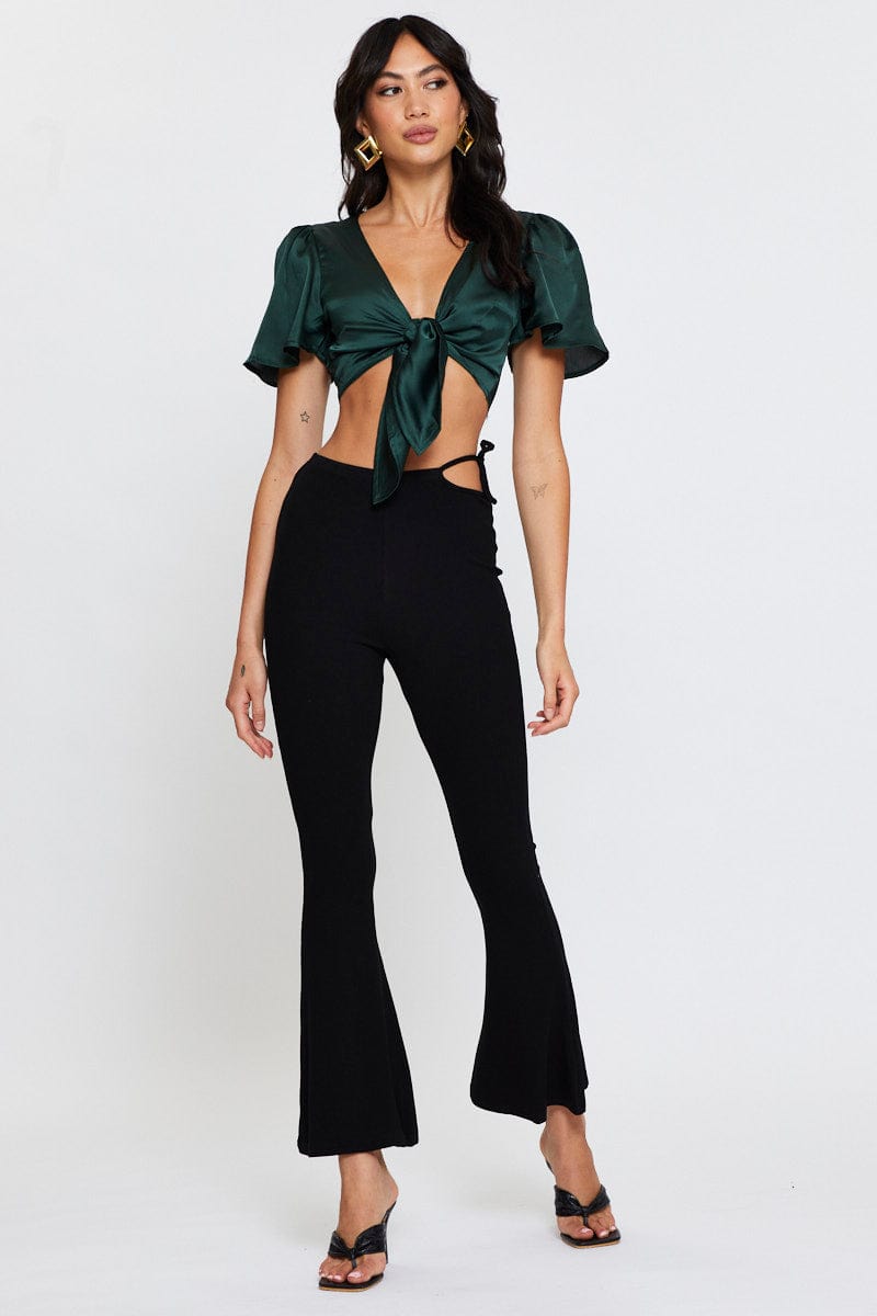 HW WIDE LEG PANT Black Flare Pants for Women by Ally