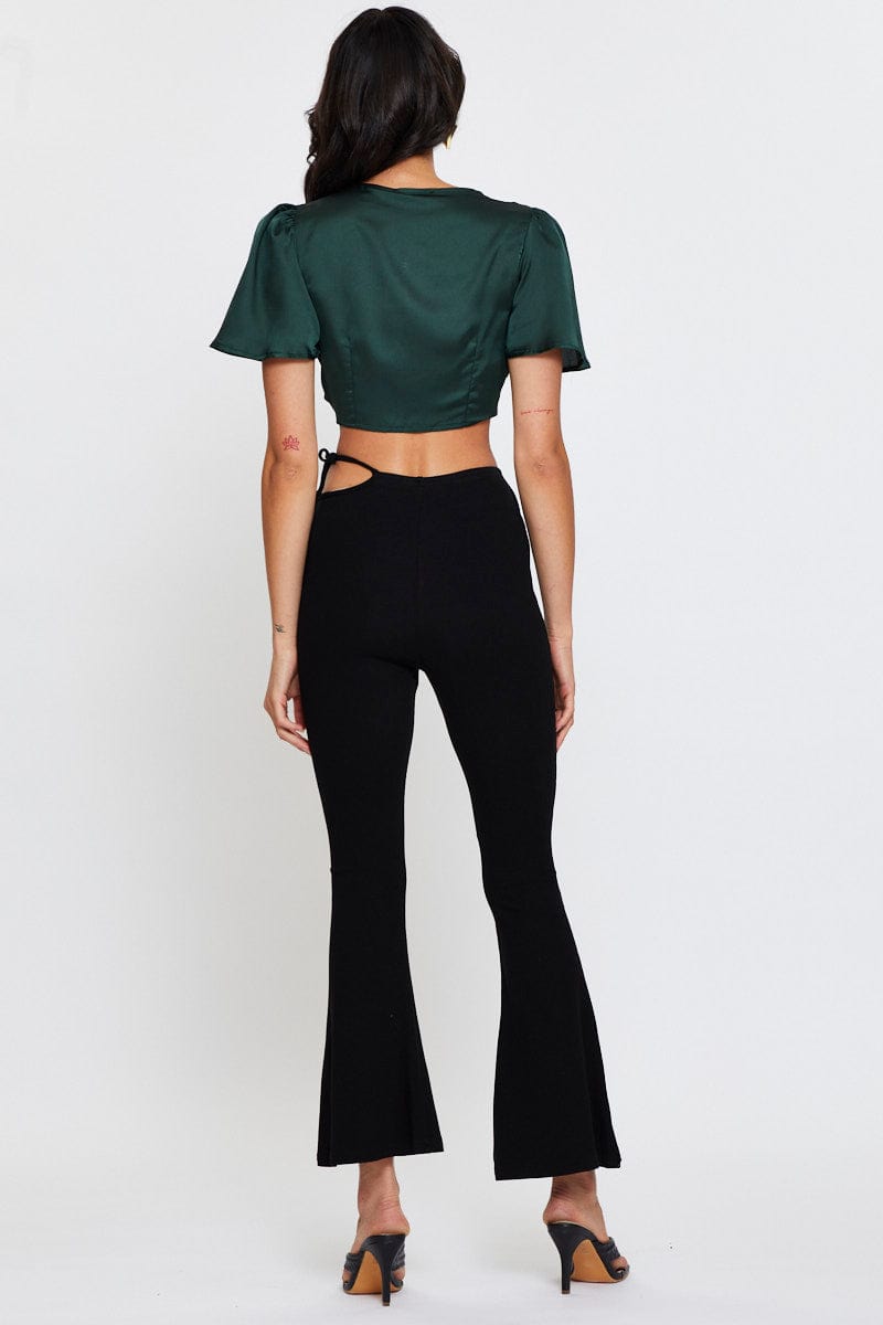 HW WIDE LEG PANT Black Flare Pants for Women by Ally