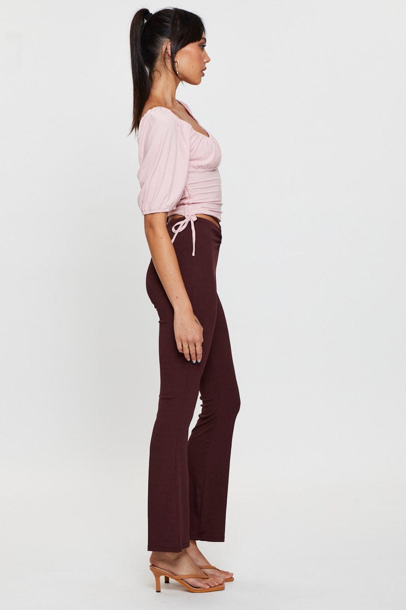 Women's Brown Flare Pants High Rise