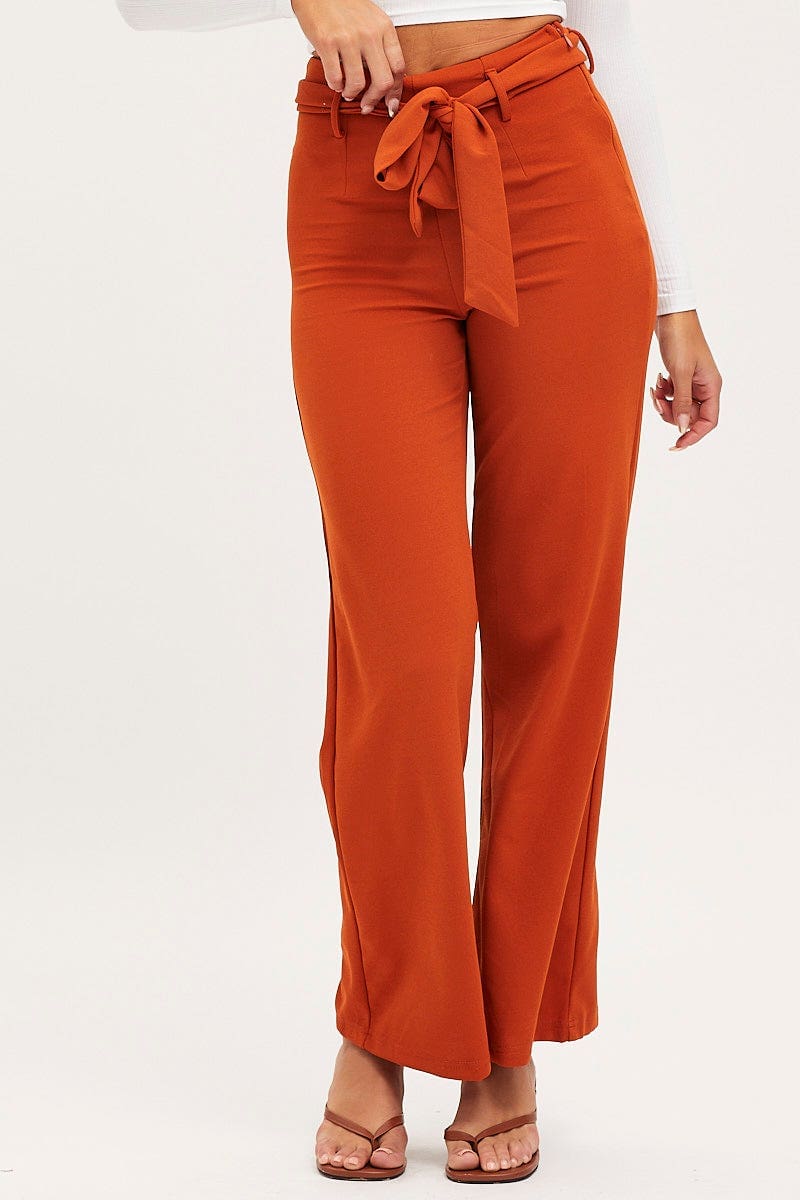 HW WIDE LEG PANT Camel Wide Leg Pants High Rise for Women by Ally