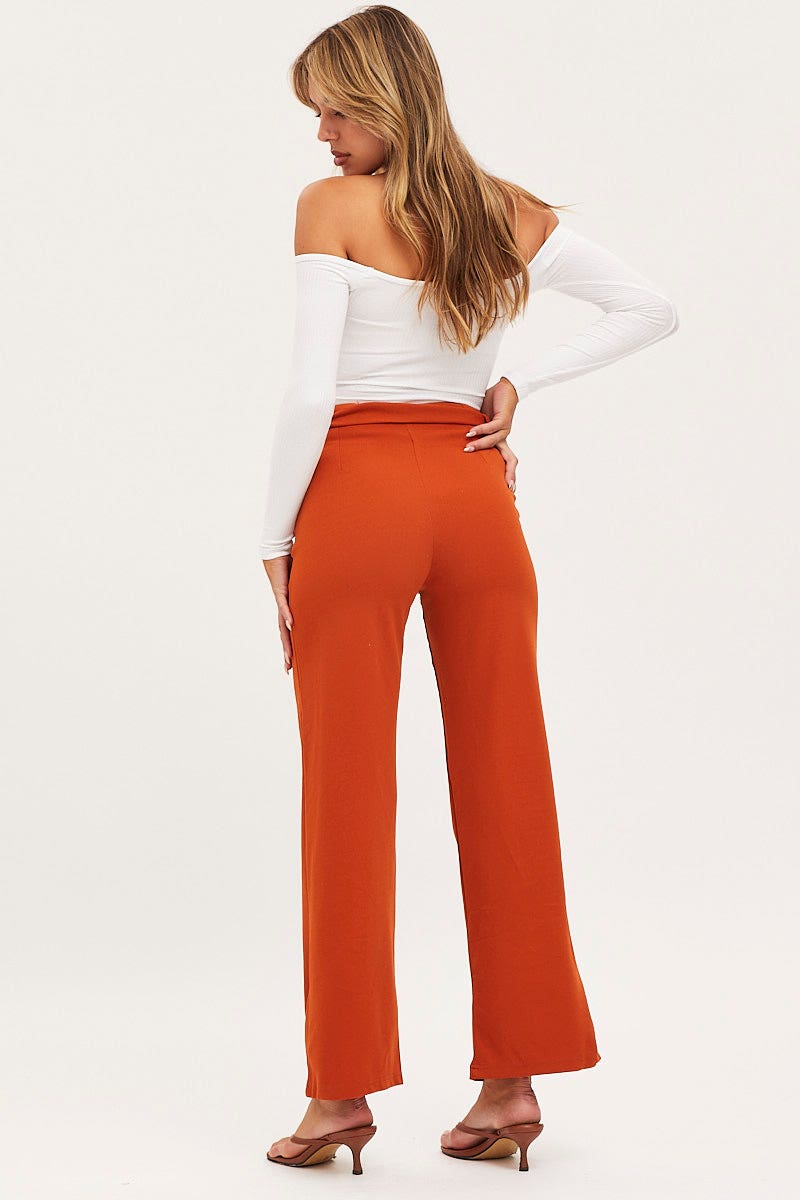 HW WIDE LEG PANT Camel Wide Leg Pants High Rise for Women by Ally