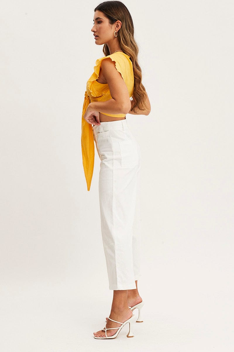 HW WIDE LEG PANT White Cropped Pants Wide Leg High Waist for Women by Ally