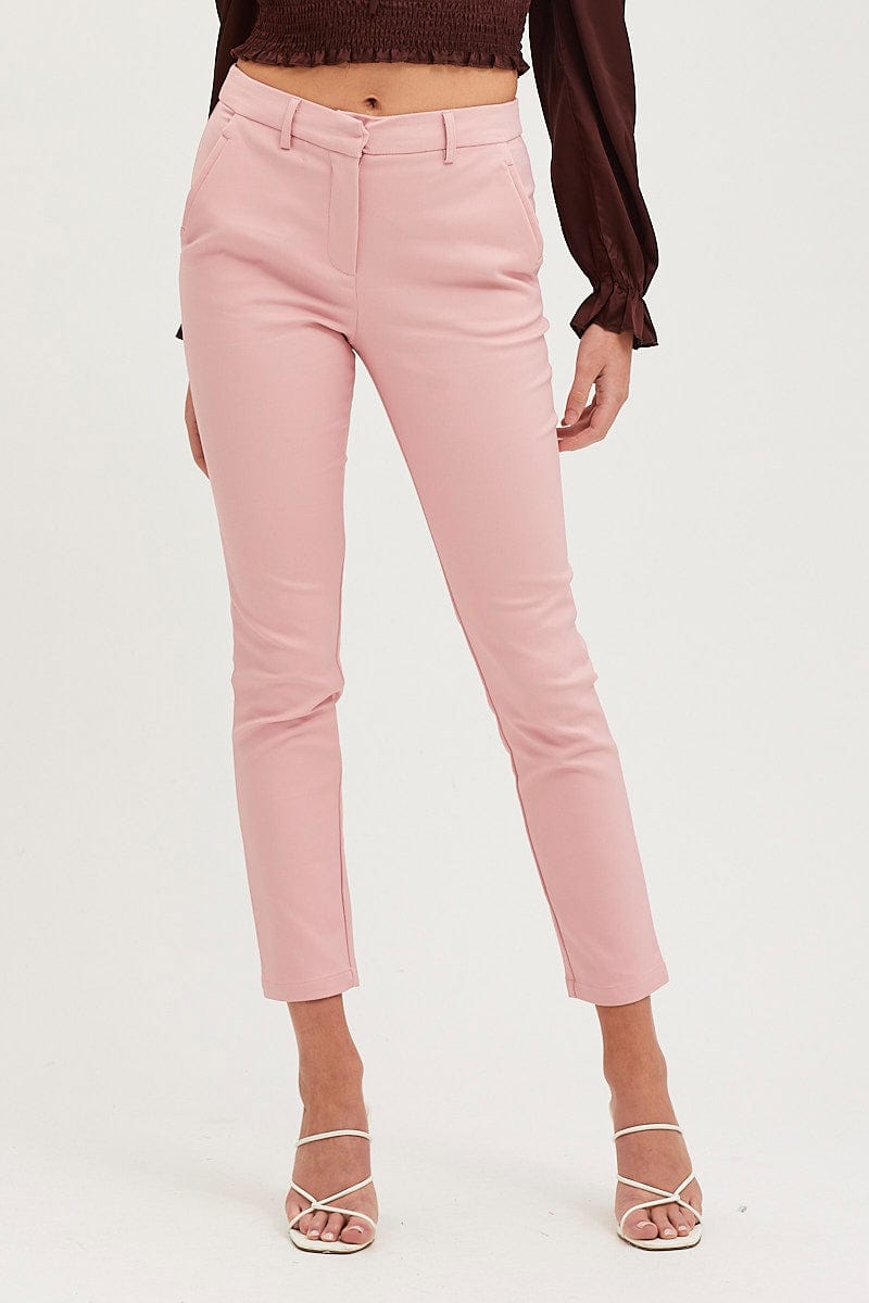 HW WORK PANT Pink Slim Pants High Rise Workwear for Women by Ally