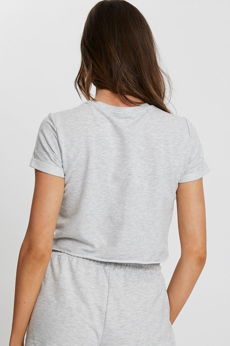 INTIMATES Grey Nyla Rose Tee With Print And Short for Women by Ally