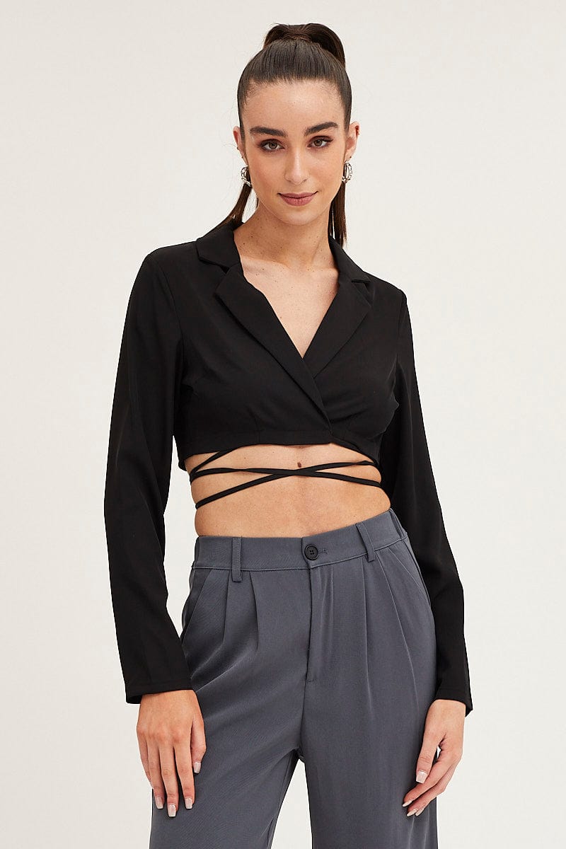 Cropp Jackets Black Crop Jacket Long Sleeve | Ally Fashion
