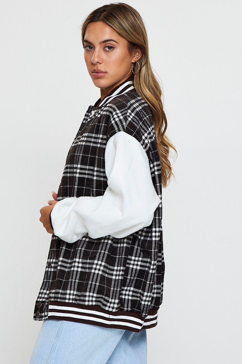 JACKET Check Oversized Jacket Long Sleeve for Women by Ally