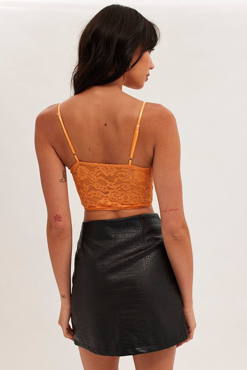 Orange Floral Lace Corset Top for Ally Fashion