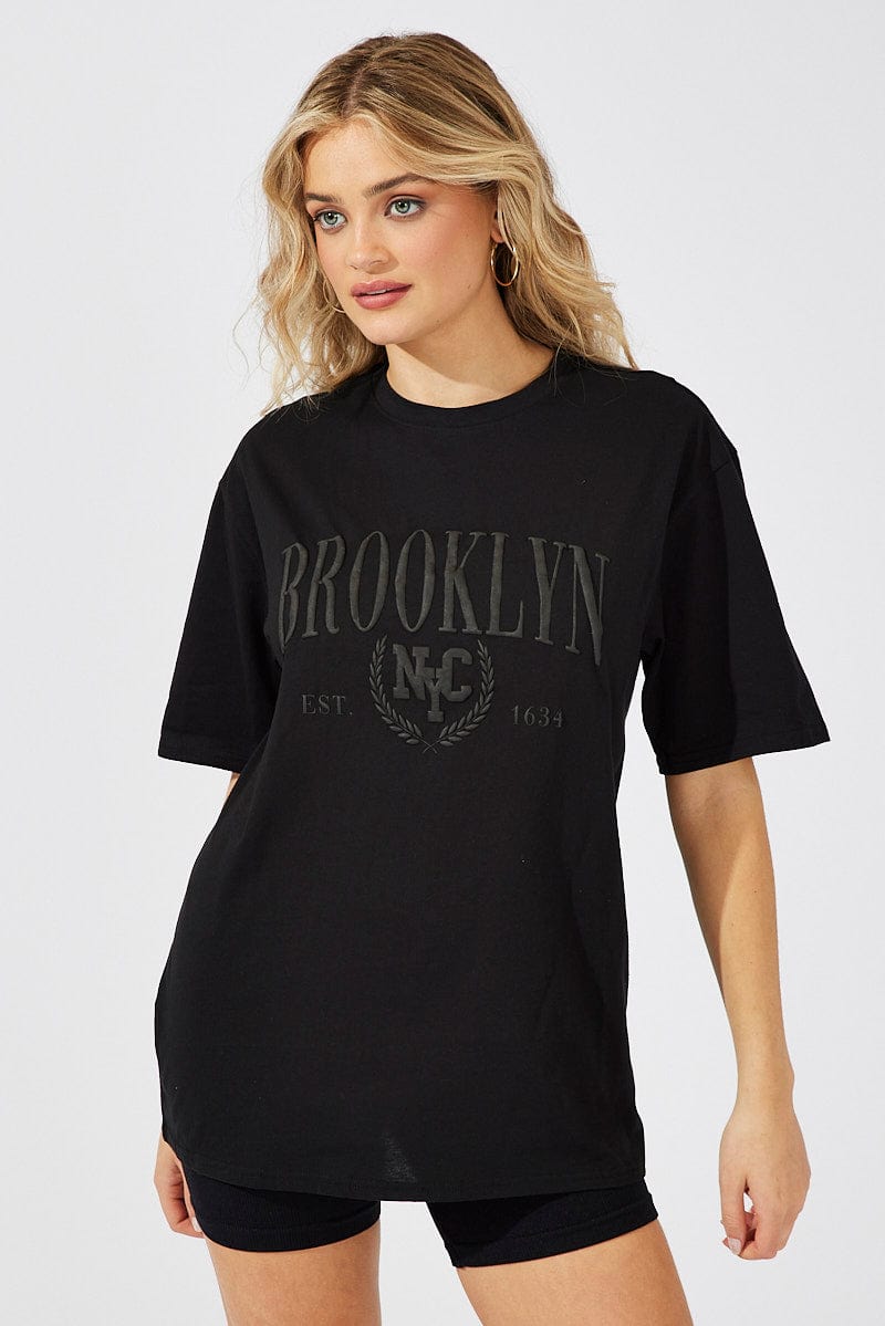 Black Brooklyn Graphic Tee for Ally Fashion