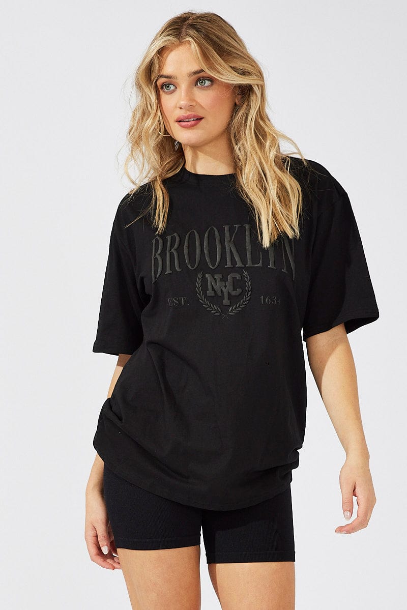 Black Brooklyn Graphic Tee for Ally Fashion
