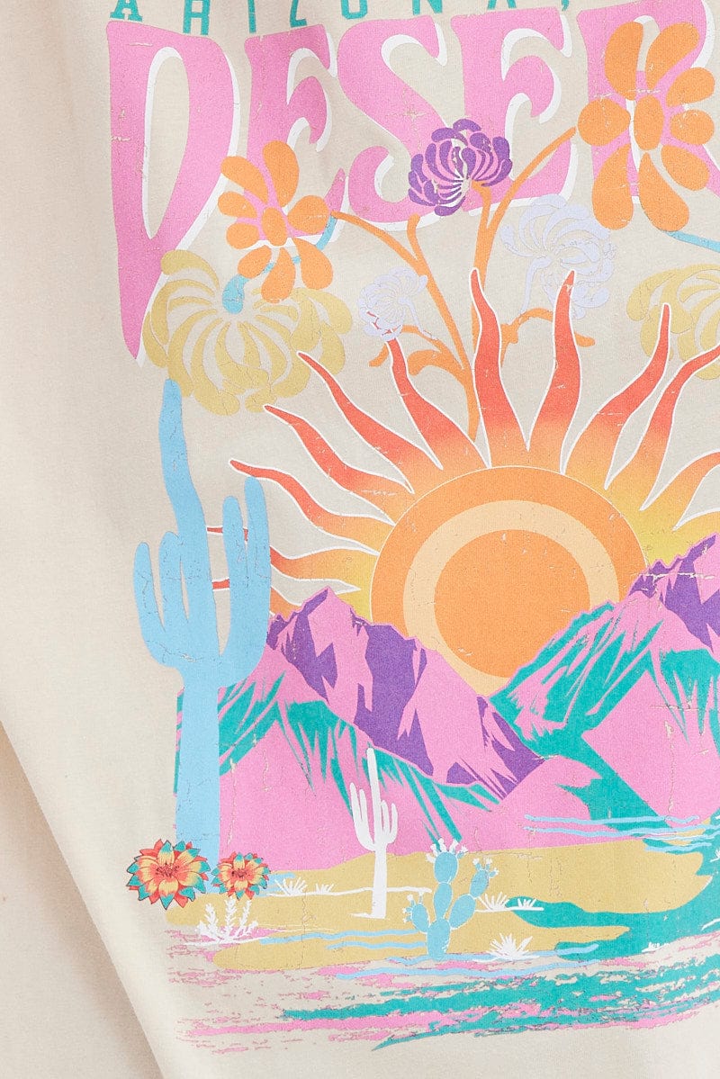 Beige Graphic Tee Beige Desert Arizona Festival Tshirt for Ally Fashion