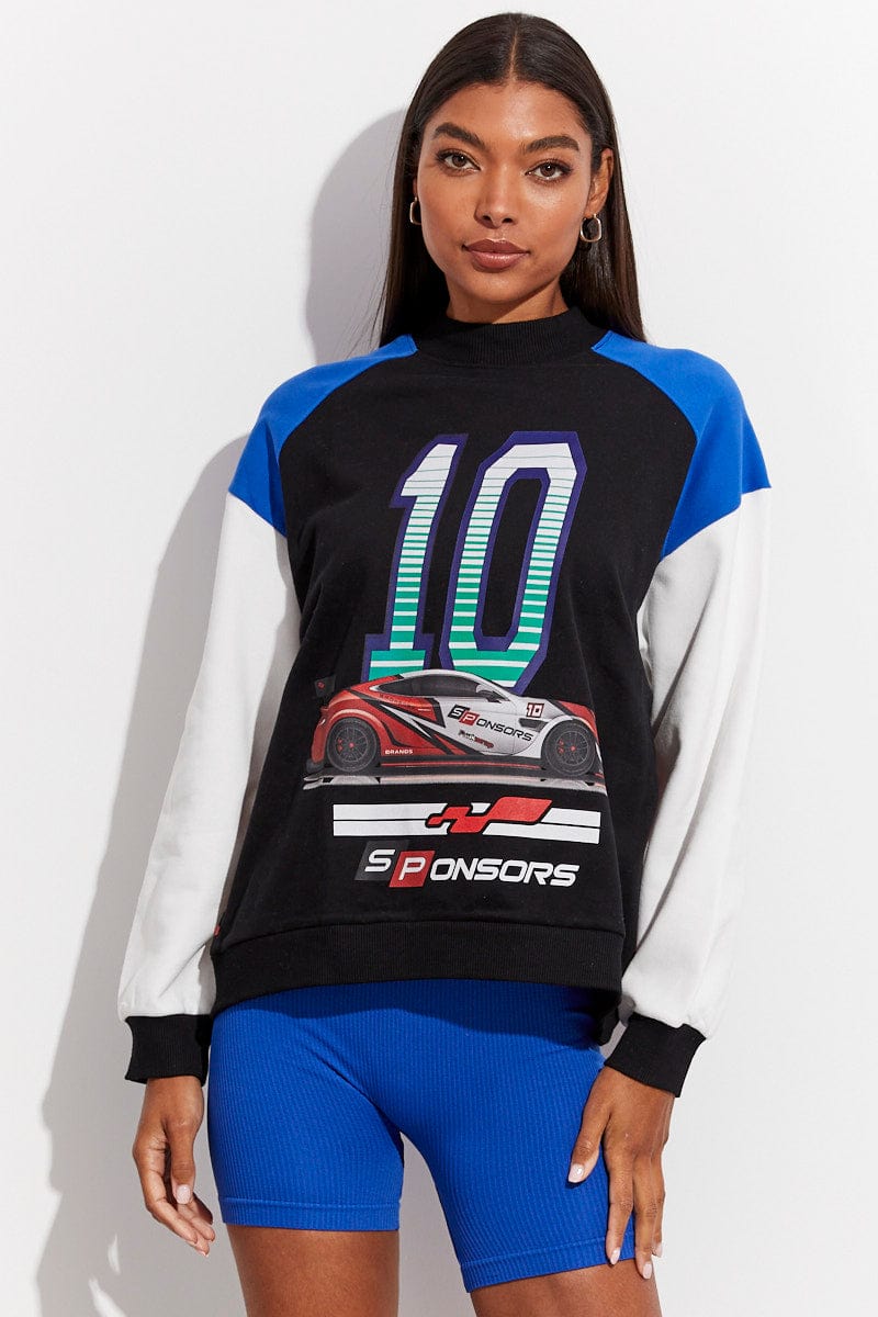 Multi Motocross Sweater Long Sleeve Crew Neck Racing for Ally Fashion