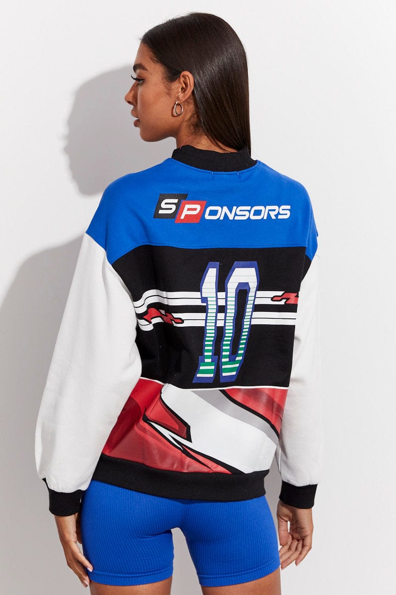 Multi Motocross Sweater Long Sleeve Crew Neck Racing for Ally Fashion