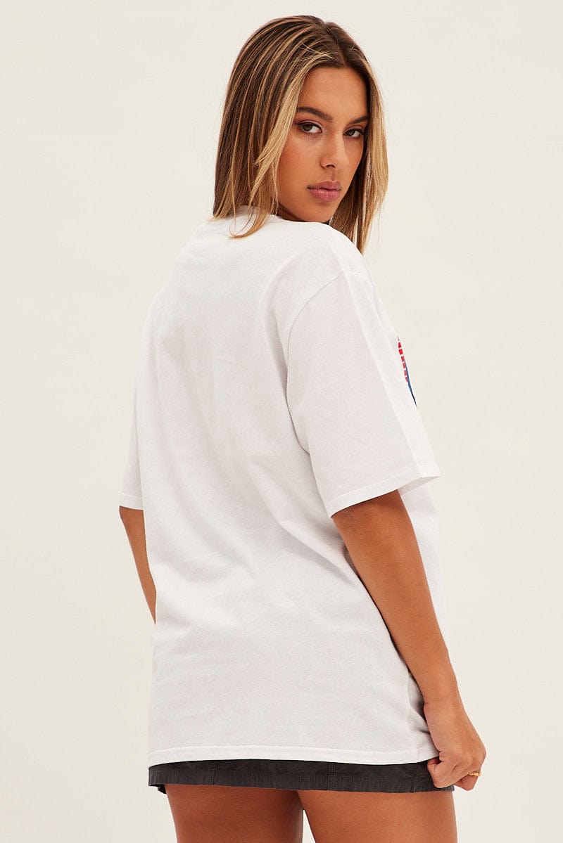White Graphic T Shirt Oversized Short Sleeve for Ally Fashion