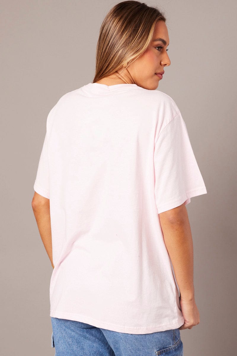 Pink Graphic Tee Short Sleeve for Ally Fashion
