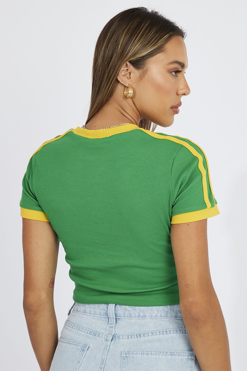 Green Graphic Tee Short Sleeve for Ally Fashion