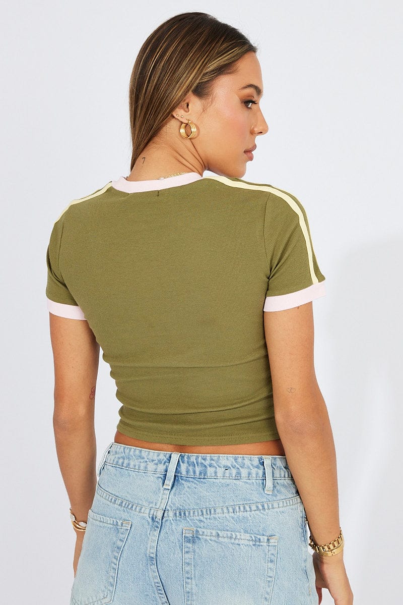 Green Graphic Tee Short Sleeve for Ally Fashion