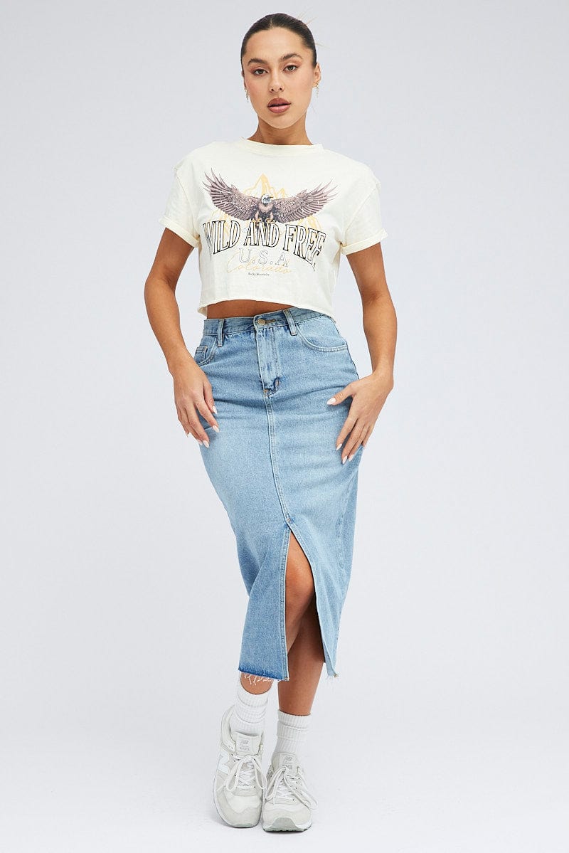 Nude Graphic Eagle Mountains Crop Oversized Tee T-shirt for Ally Fashion