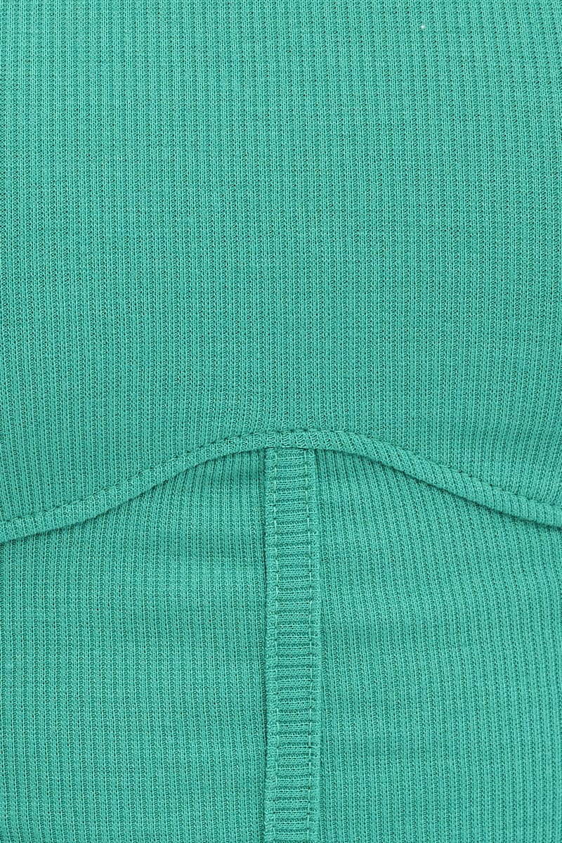 Green Tank Top Round Neck Croset Details for Ally Fashion