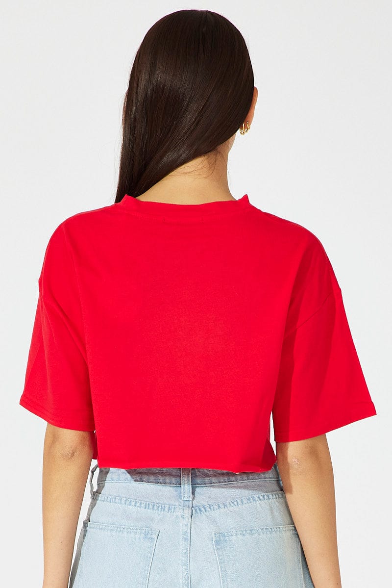 Red Graphic Tee Short Sleeve for Ally Fashion