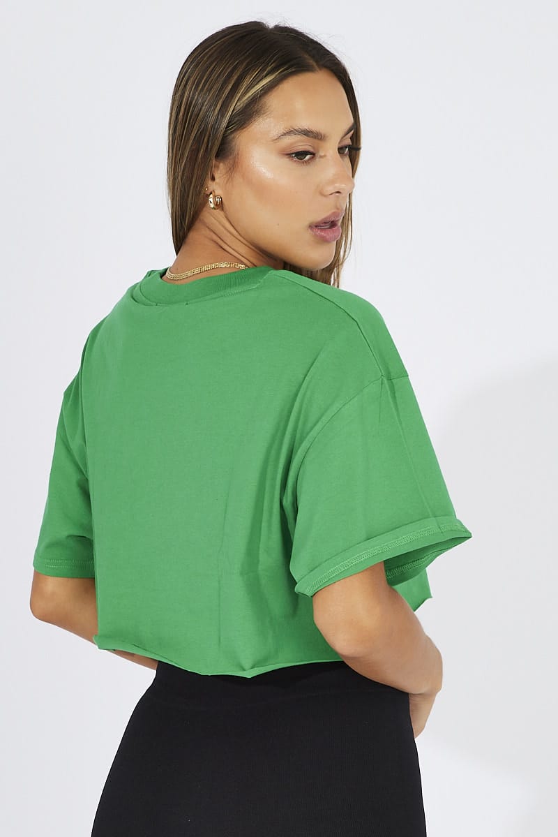 Green Graphic Tee Short Sleeve for Ally Fashion