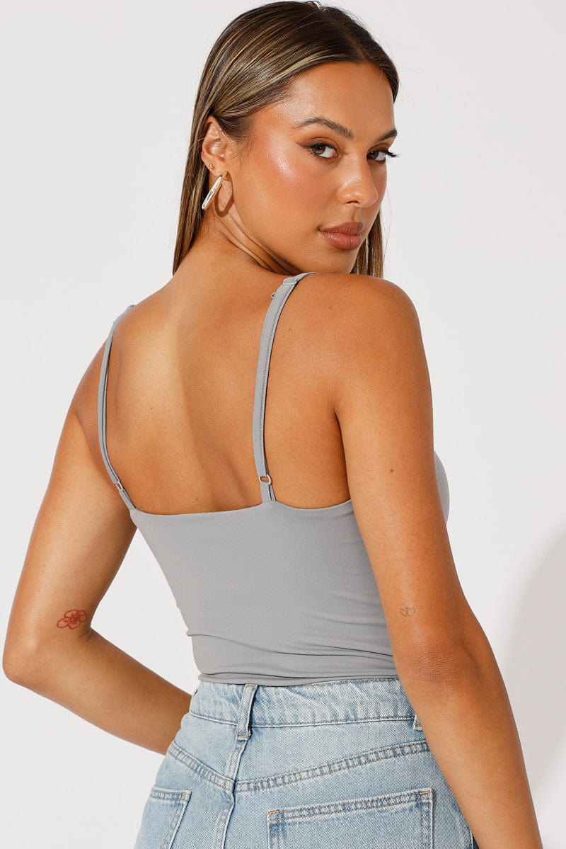 Grey Singlet Bodysuit for Ally Fashion