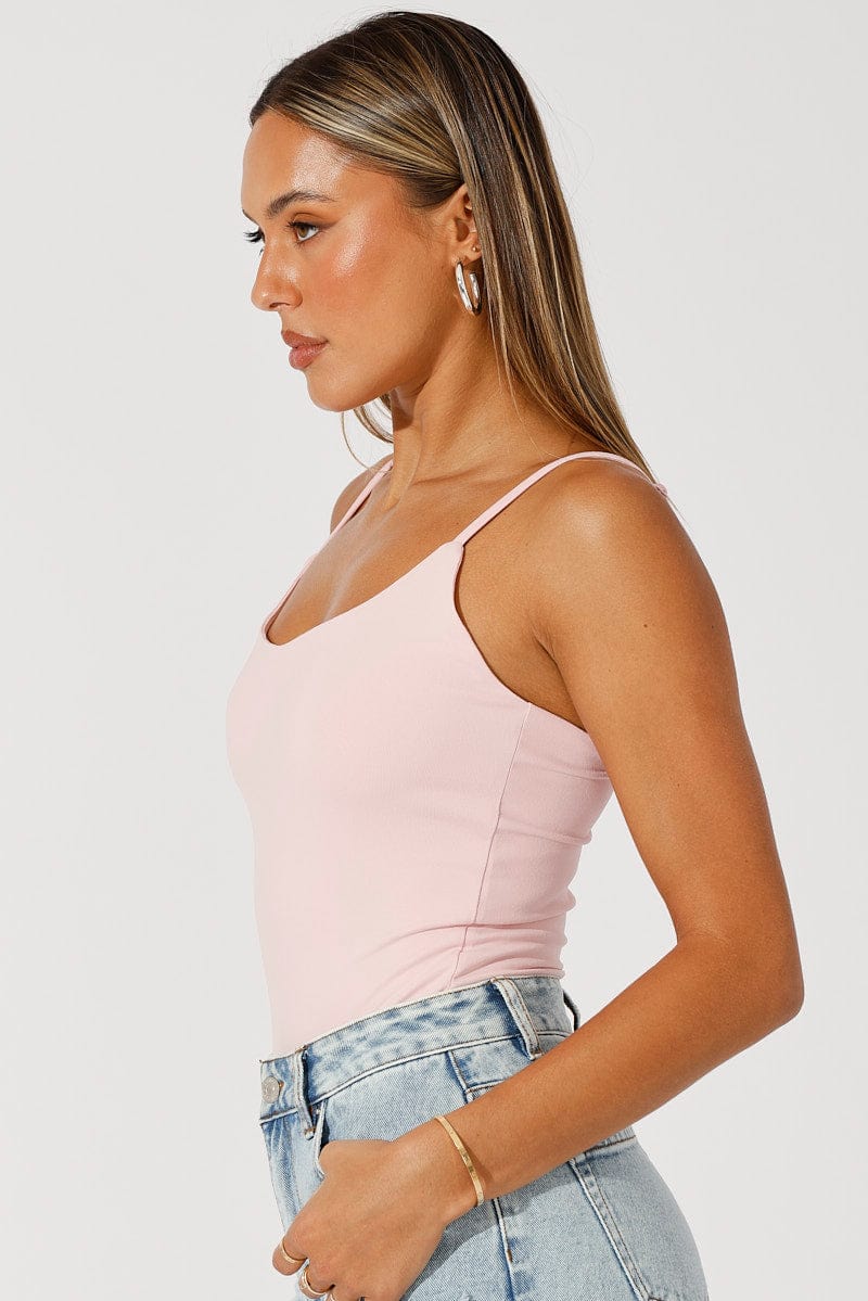 Pink Singlet Bodysuit for Ally Fashion