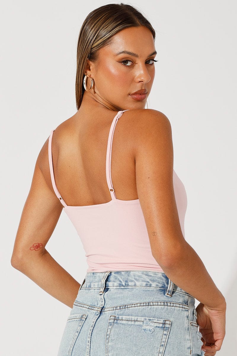 Pink Singlet Bodysuit for Ally Fashion