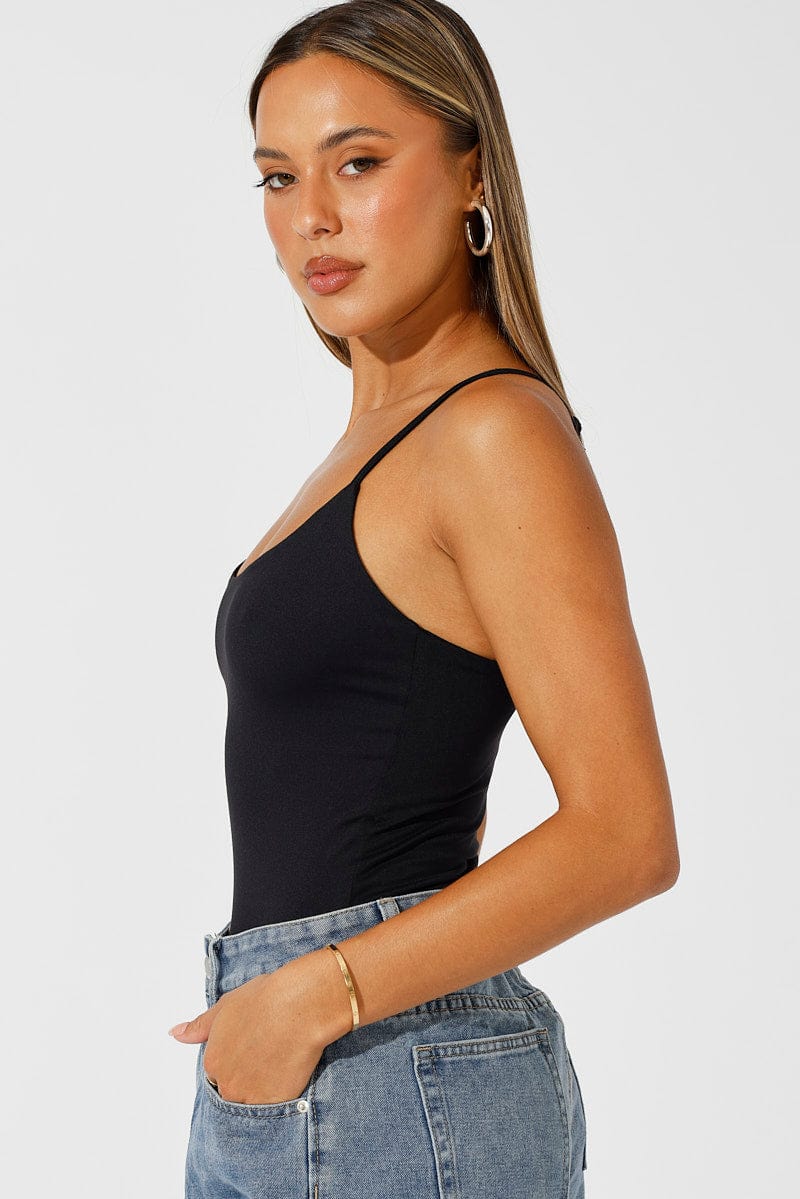 Black Singlet Bodysuit for Ally Fashion