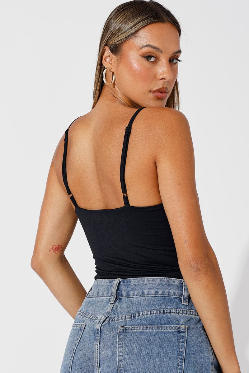 Black Singlet Bodysuit for Ally Fashion