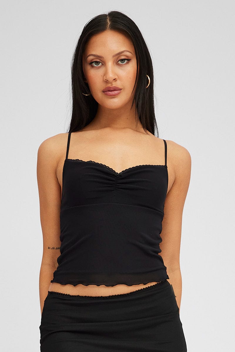 Black Mesh Singlet Top for Ally Fashion