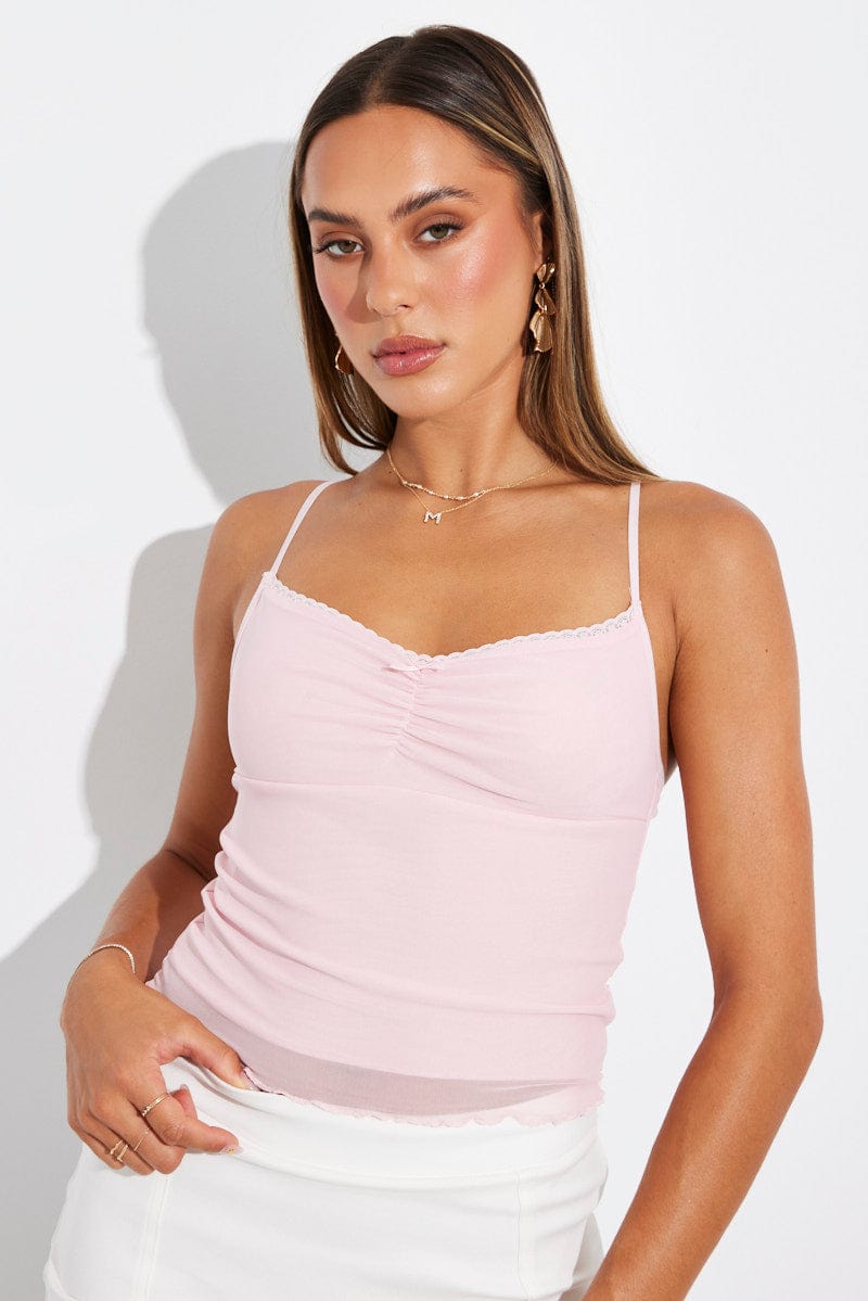 Pink Mesh Singlet Top for Ally Fashion