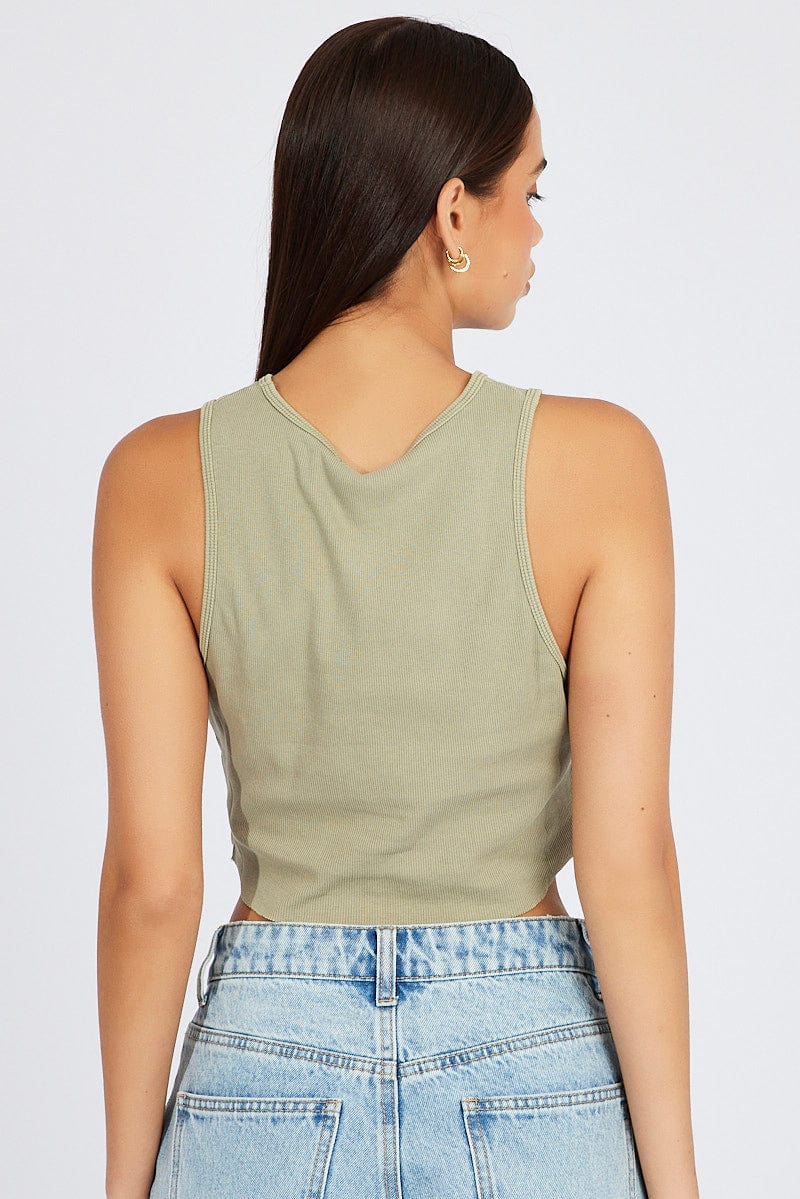 Green Graphic Tank Sleeveless for Ally Fashion