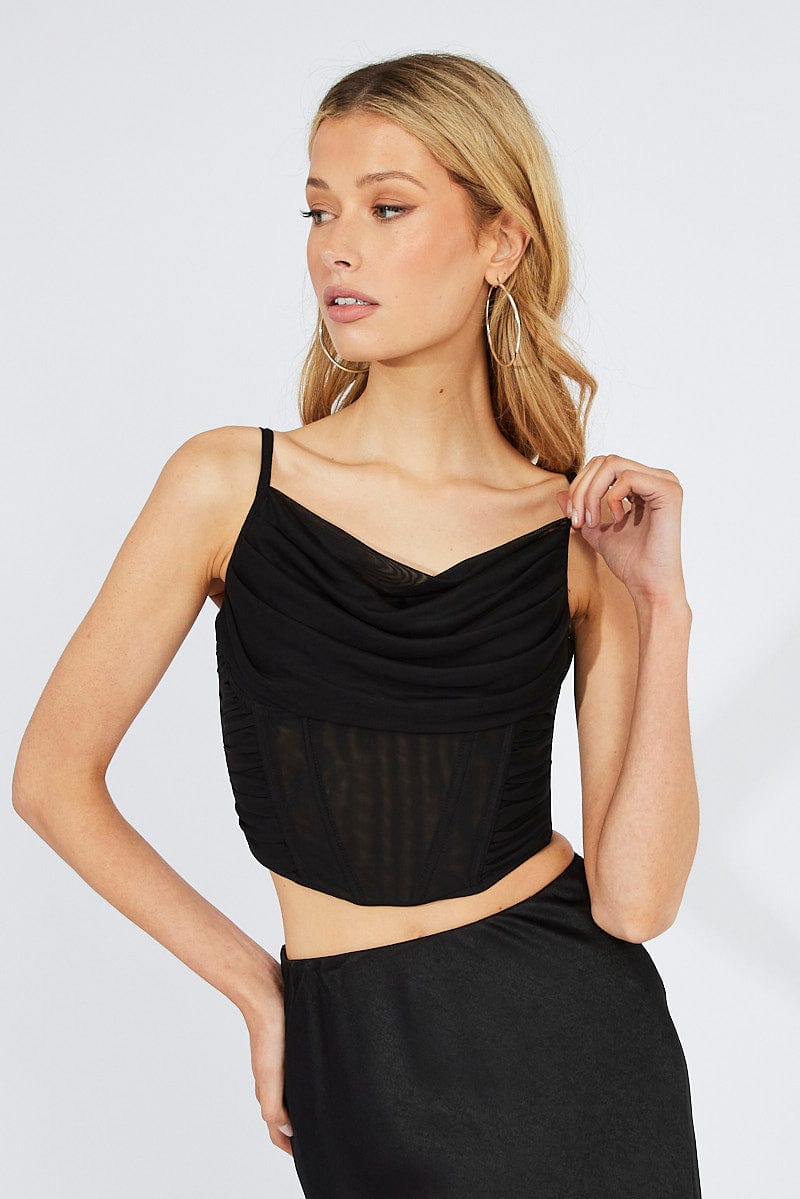 Black Corset Top Crop for Ally Fashion